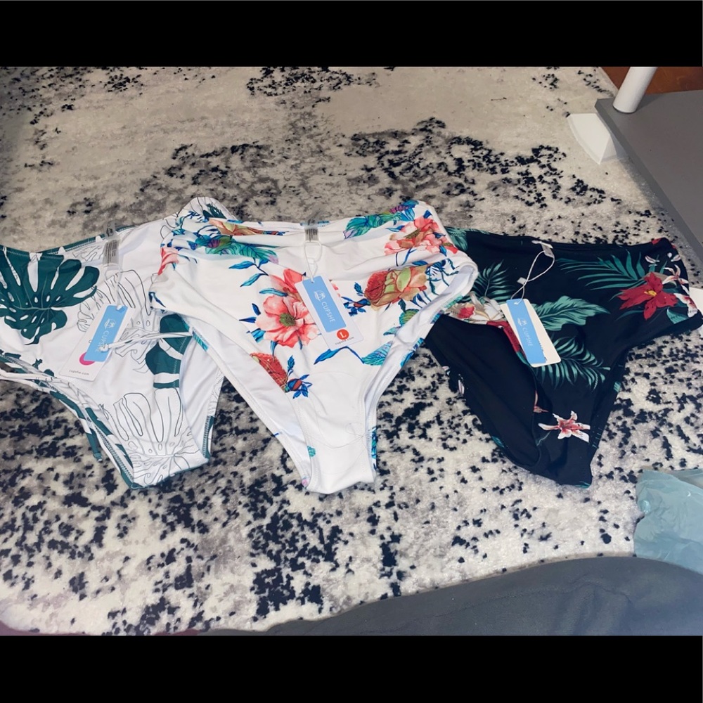 Three high waisted NWT Cupshe Bikini bottoms